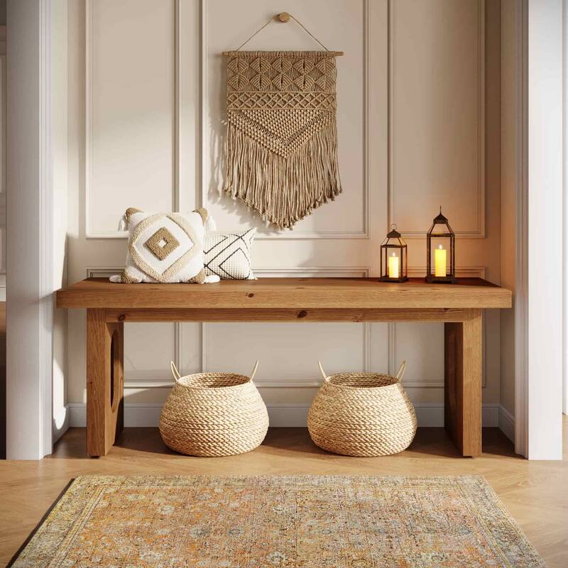 43 Inch Solid Wood Entryway Shoe Bench for Living Room / Bedroom / Hallway / Mudroom - 43.31" L x 13.78" W x 17.72" H