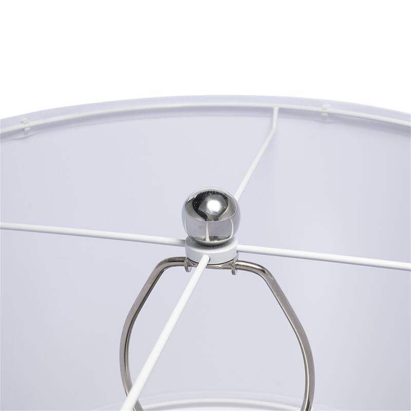 D15x29.3" White and Silver Leaf Table Lamp with Drum Shade and Marble Base