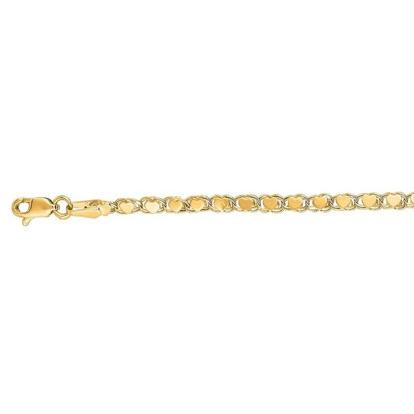 Mcs Jewelry Inc 14 KARAT YELLOW GOLD SOLID HEART CHAIN BRACELET