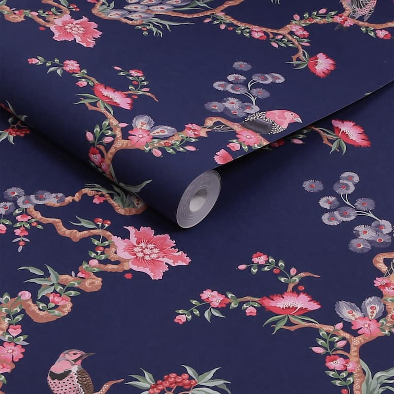 Cath Kidston Birds & Berries Navy Wallpaper