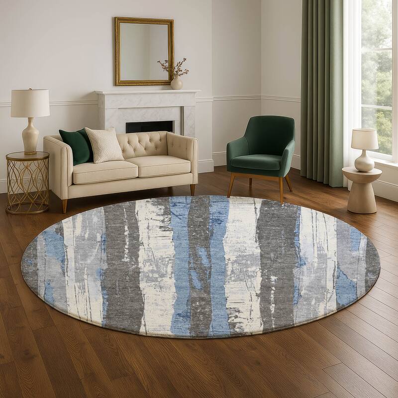 Premium Washable Super Soft Casual Contemporary Mayfield Rug - Denim - 8' x 8'