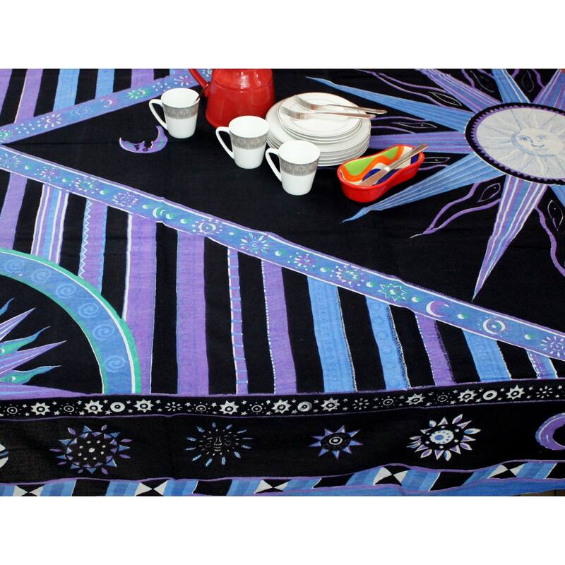 Cotton Celestial Sun Moon Star Rectangle Tablecloth Collection