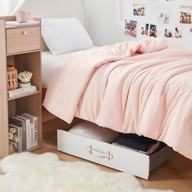 Texture® Brand - Rolling Under Bed Storage Drawer by DormCo - White Diamond