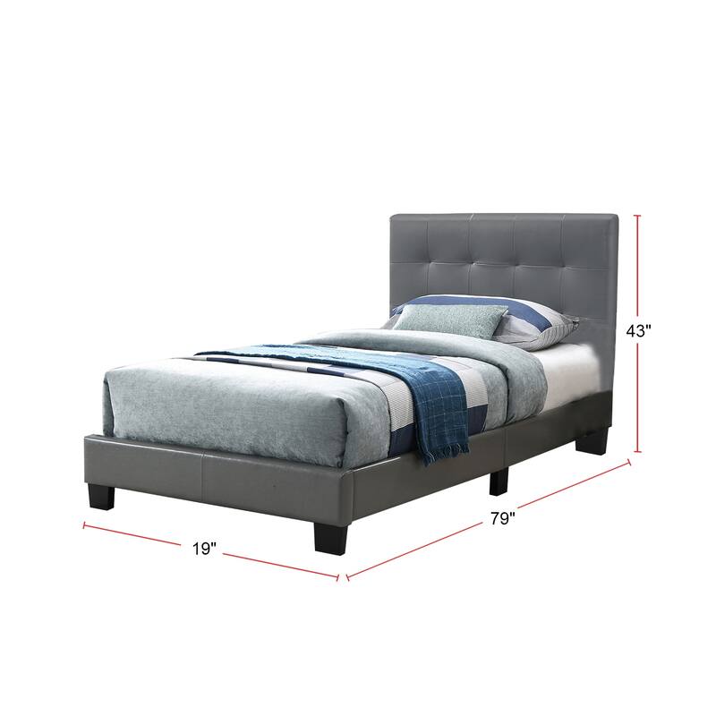 Faux Leather Upholstered Bed with Tufting
