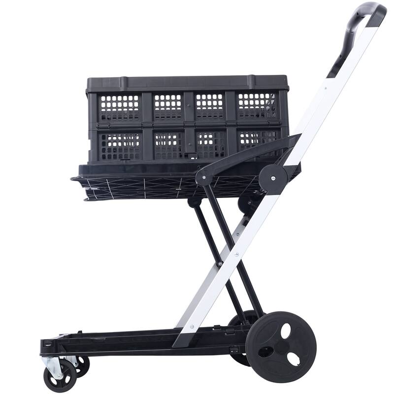 2-Tier Multi Use Functional Collapsible Shopping Carts with Baskets