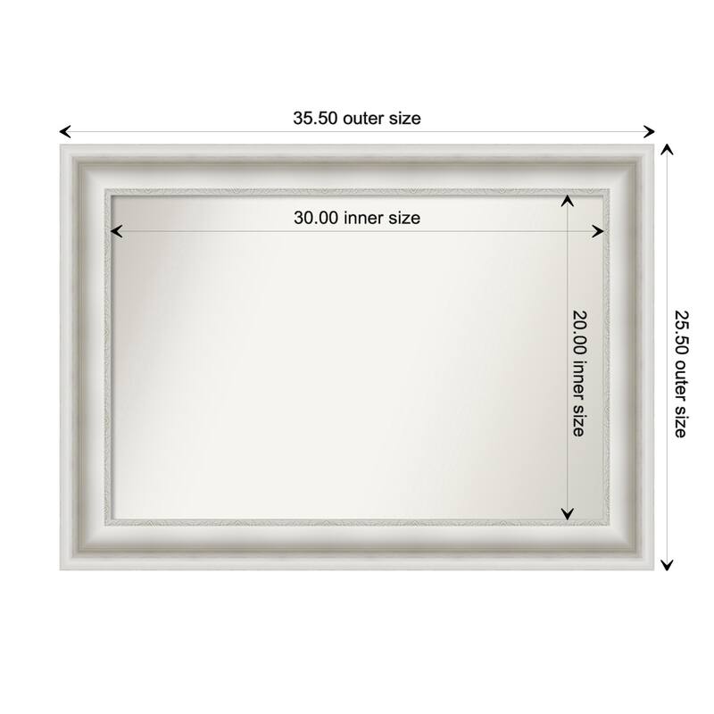 Parlor White Framed Non-Beveled Custom Wall Mirror, Bathroom Vanity Mirror - Outer Size: 35.5 x 25.5