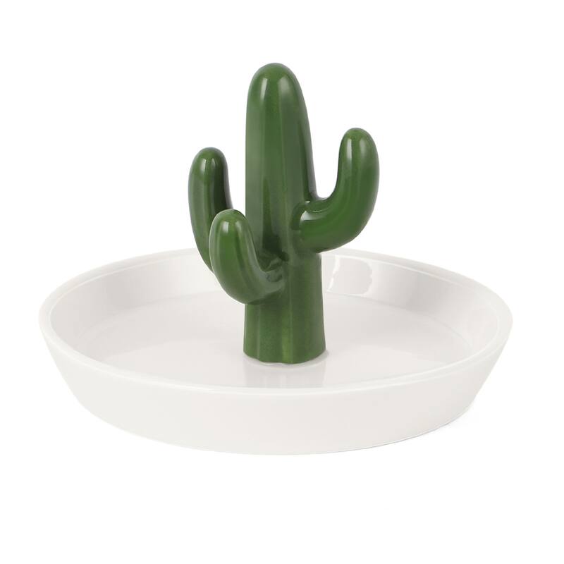 Ceramic Ring Holder Decor Jewelry Dish Organizer - Green