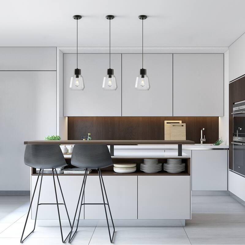 Light Society Faye Pendant Light - Black Wood/Clear