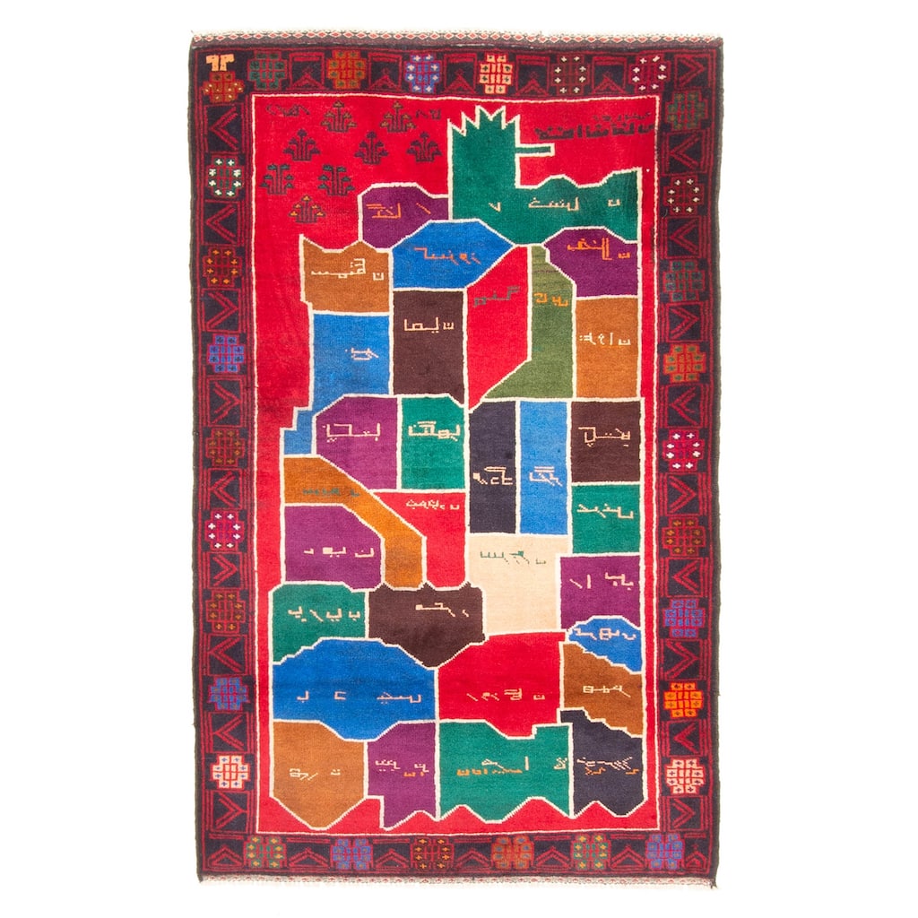 ECARPETGALLERY Hand-knotted Teimani Red Wool Rug - 2'10 x 4'9