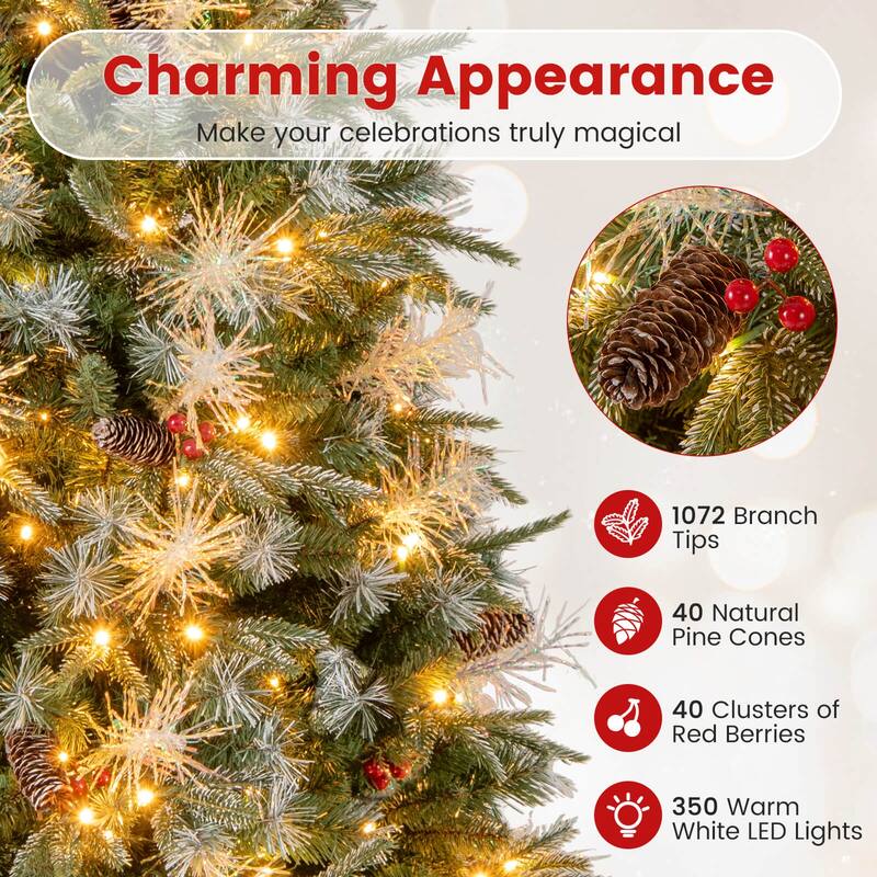 Costway 5/6/7 FT Artificial Christmas Tree with 602/806/1072 Branch - Green - See Details