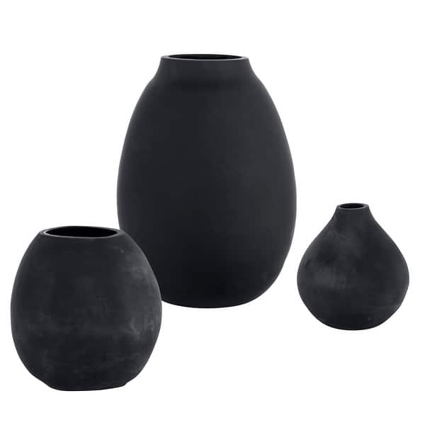 slide 2 of 4, Uttermost Hearth Matte Black Vases, Set/3