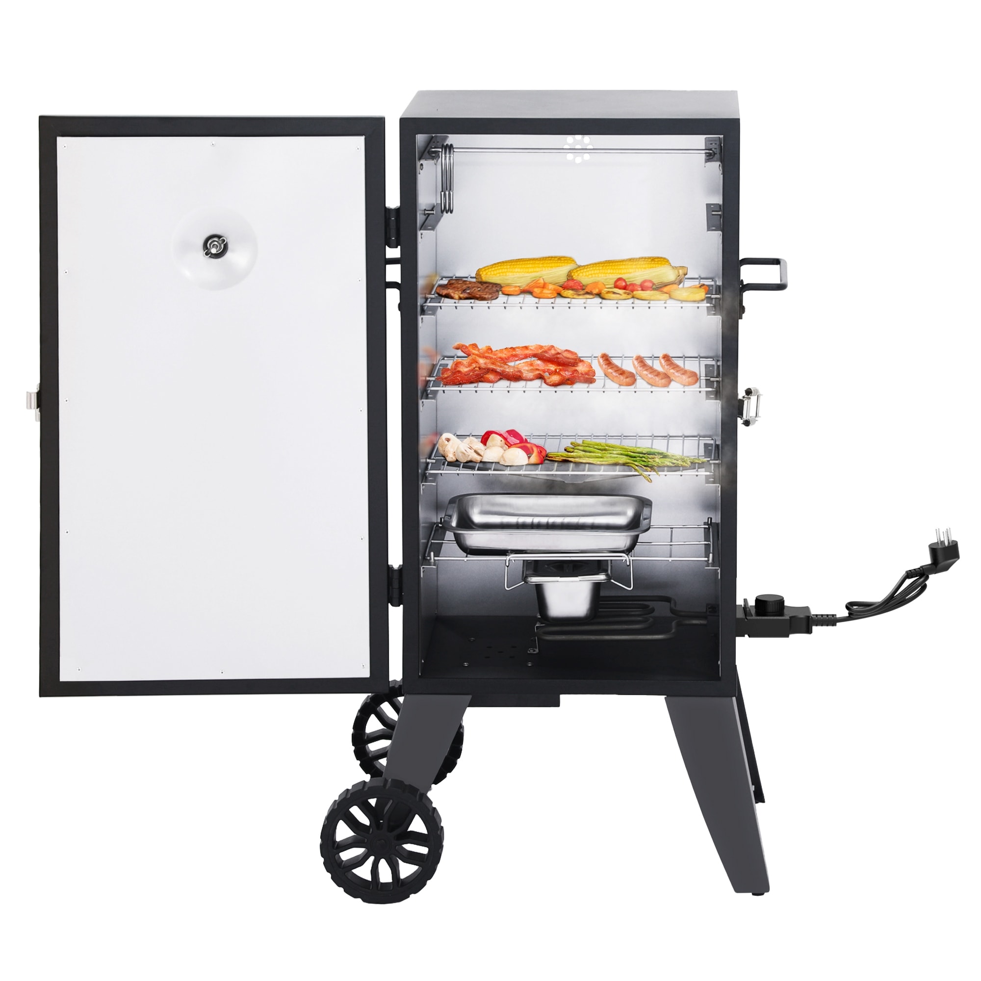 Royal Gourmet SE2805 28-Inch Analog Electric Smoker With 3 Cooking Grates, Adjustable Temperature Control, Black