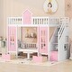 preview thumbnail 1 of 25, Twin-Over-Twin Bunk Bed with Changeable Table, 2 Drawers and Storage Stairs (Turn into Upper Bed and Down Desk) Pink