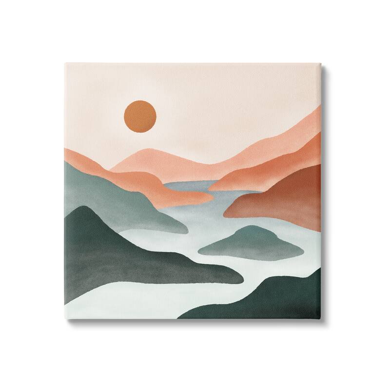 Stupell River Flowing Between Modern Valley Landscape Canvas Wall Art, Design by JJ Design House LLC - 30 x 30