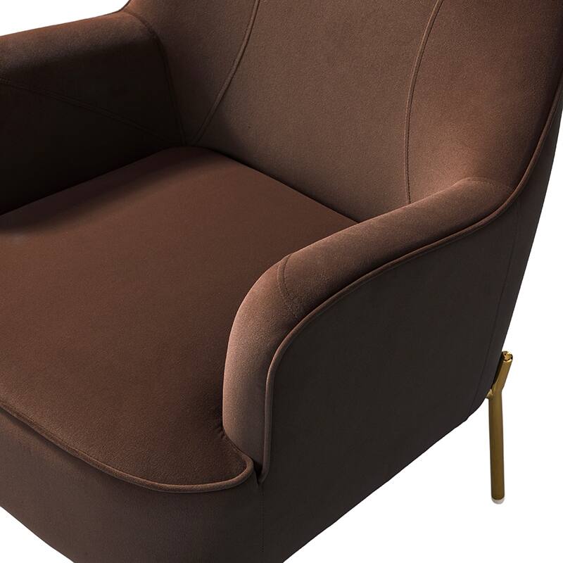 Marina Modern Velvet Accent Chair with Golden Legs Set of 2 by HULALA HOME