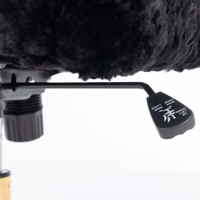 GDF Studio - Modern Upholstered Swivel Home Office Chair with Golden Metal Base and Artificial Rabbit Hair Comfort