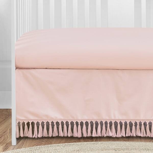 Pink Boho Bohemian Girl 5pc Nursery Crib Bedding Set Solid Color Blush Shabby Chic Princess Luxurious