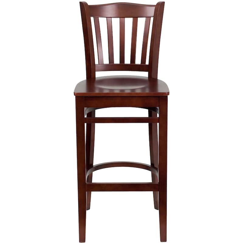Vertical Slat Back Wooden Restaurant Barstool - Hospitality Seating - 16.75"W x 18.75"D x 43.75"H - 16.75"W x 18.75"D x 43.75"H