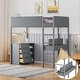 preview thumbnail 18 of 46, Teddy Fleece Twin Size Loft Bed Wood Bed w/ Storage Shelves, Drawers & Desk