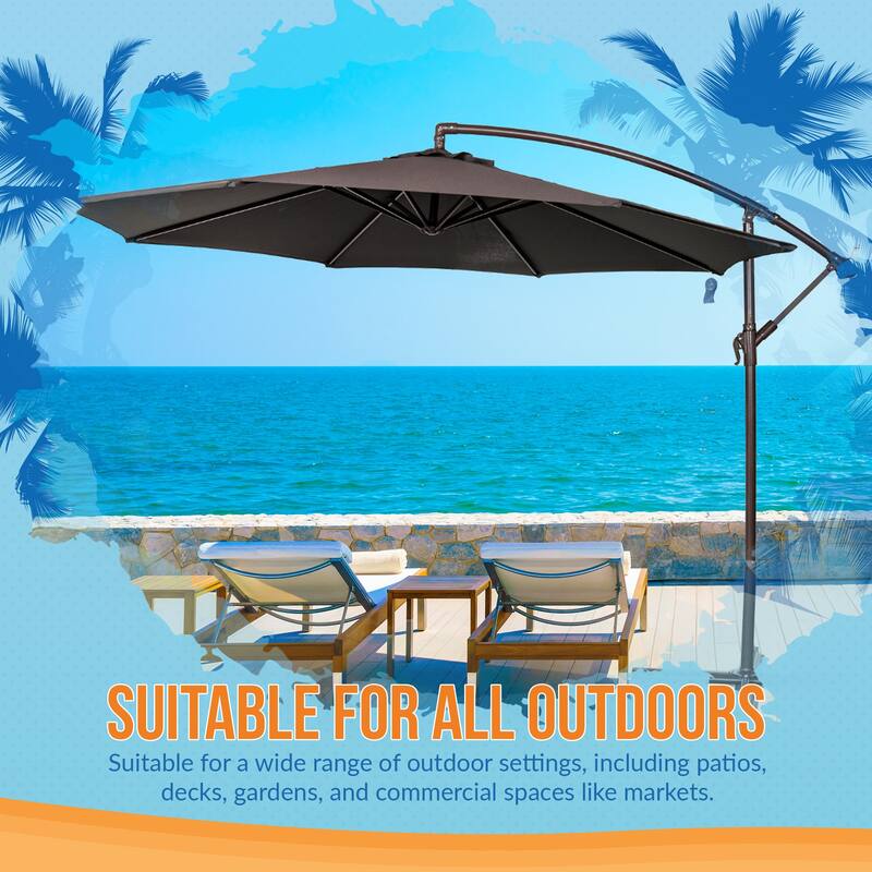Island Umbrella Captiva 10-ft Octagonal Cantilever Umbrella with Base - Breez-Tex Canopy