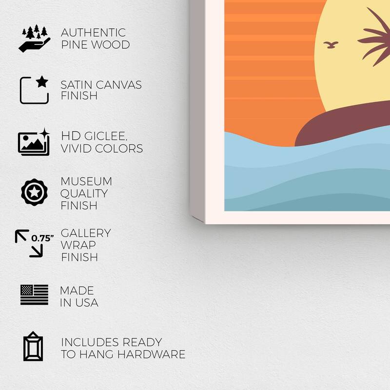 Wynwood Studio Canvas Nature and Landscape Retro Sunset Orange and Nautical & Coastal Wall Art Canvas Print
