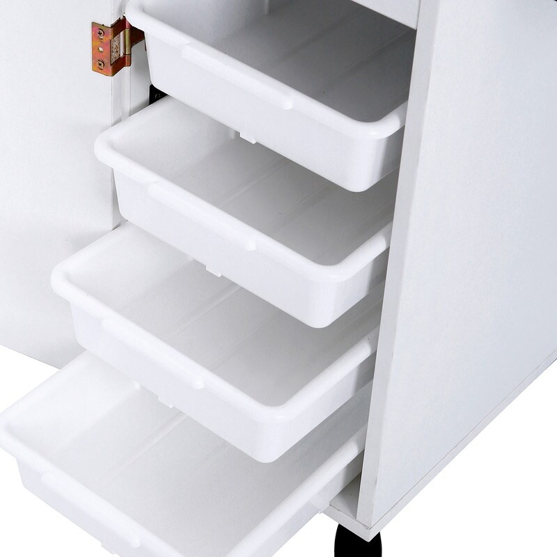 MCombo Shuler Salon Trolley Storage Cart Beauty Hair Dryer Holder with Lockable Rolling Wheels Drawer Finish White