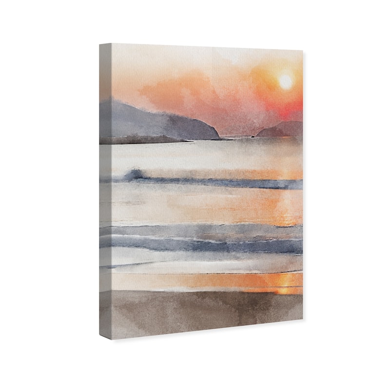Wynwood Studio Canvas Nautical and Coastal Amber Sky Beach II Orange and Nautical & Coastal Wall Art Canvas Print