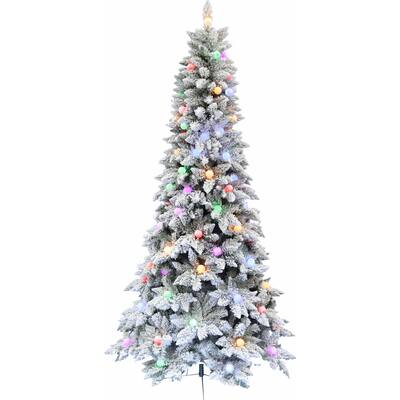 Fraser Hill Farm 7.5-Ft. White Tail Pine Snow Flocked Christmas Tree