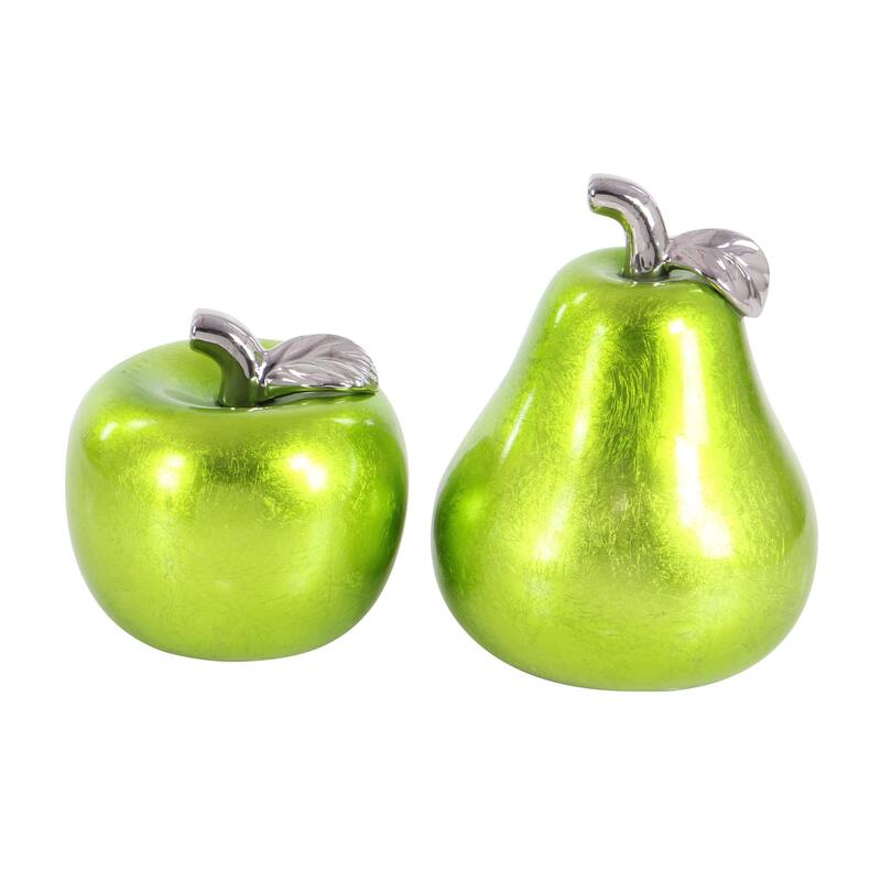 Copper Grove Kitty Red Ceramic Pear and Apple (Set of 2)