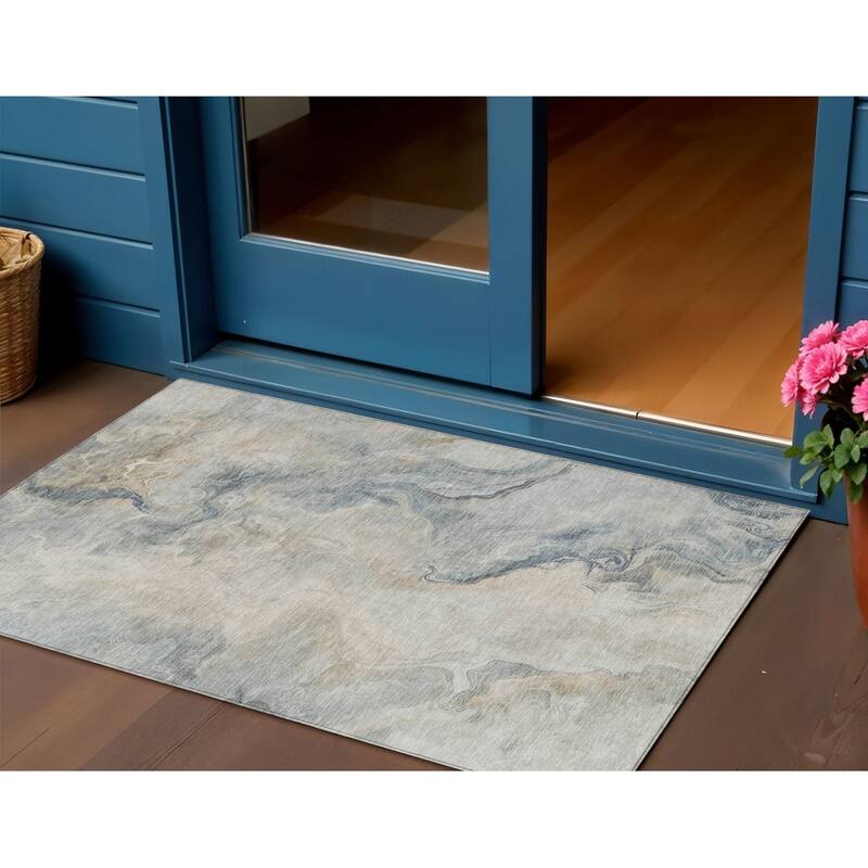 HomeRoots Abstract Modern Rectangle Outdoor Rug - 3' x 5'
