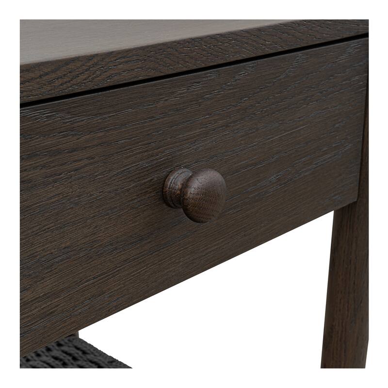 NADAAL STUDIOS Corlan Nightstand, Oak Frame with Paper Rope Shelf 1-Drawer Bedside Table, Brown