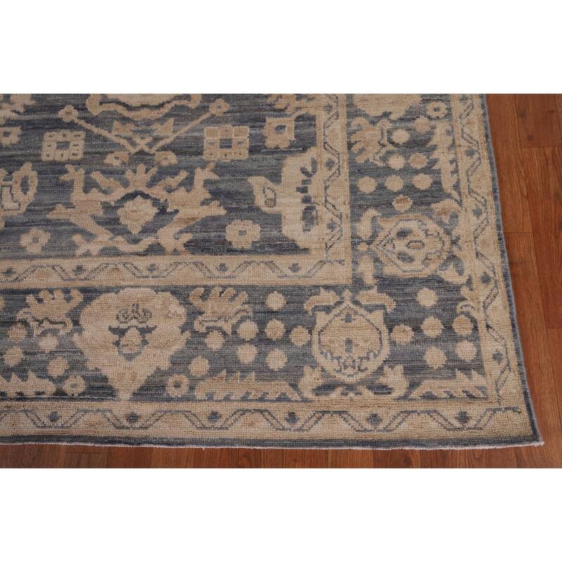 Blue Oushak Vegetable Dye Area Rug Handmade Wool Carpet - 8'0" x 9'10"