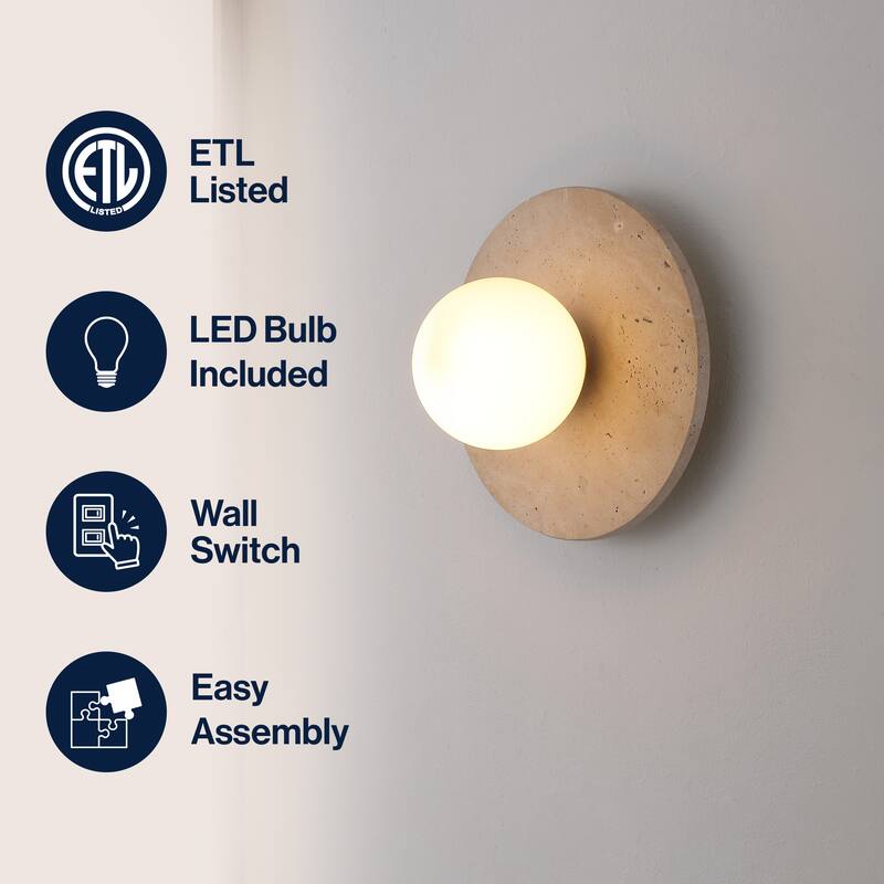 Tivoli Modern Minimalist 1-Light Ovoid LED Wall Sconce