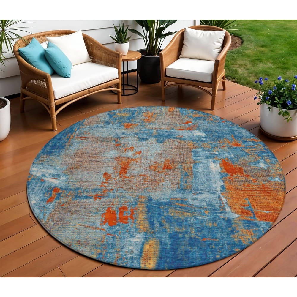 HomeRoots Abstract Transitional Rectangle Outdoor Rug