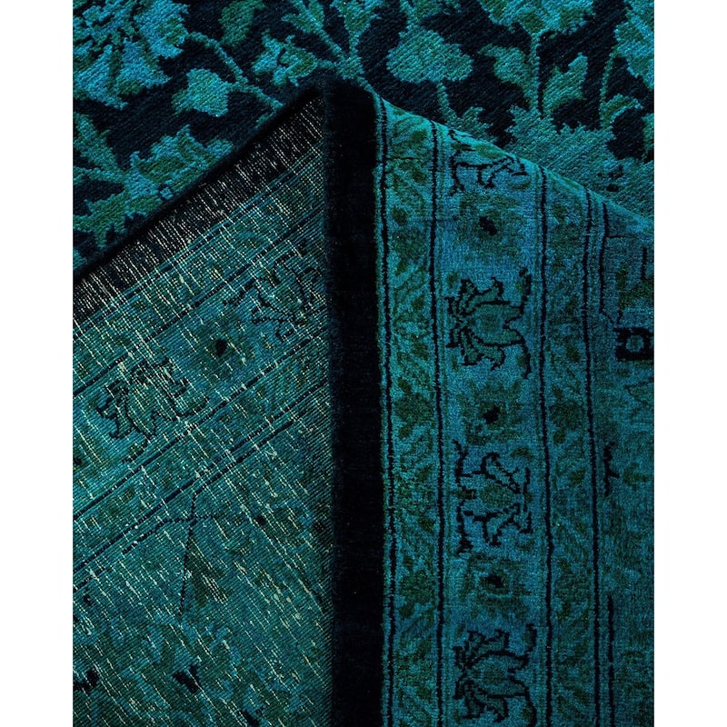 Overton Hand Knotted Wool Vintage Inspired Modern Contemporary Overdyed Black Area Rug - 9' 2" x 12' 0"