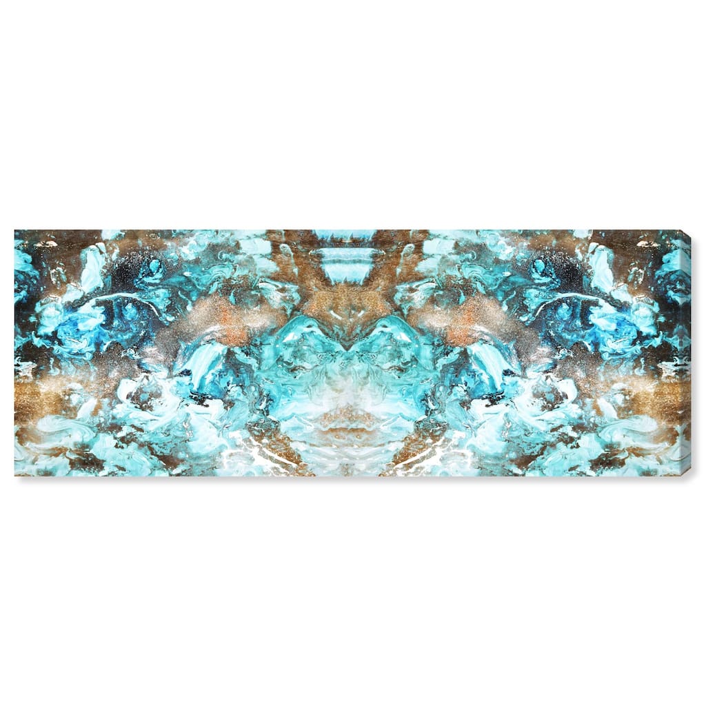 Blazing Blue Gold Long Panoramic Canvas by Art Remedy, Gallery Wrapped