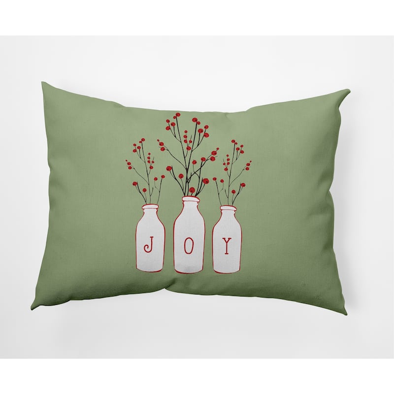 Joy Christmas/Winter Decorative Throw Pillow - 14" x 20" - Green