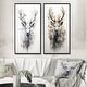 preview thumbnail 1 of 4, Designart "Black And White Deer Portrait" Deer Framed Art Set Of 2 - Animals Wall Art Set black Wall Decor 2 Pieces 41 in. wide x 40 in. high - Black