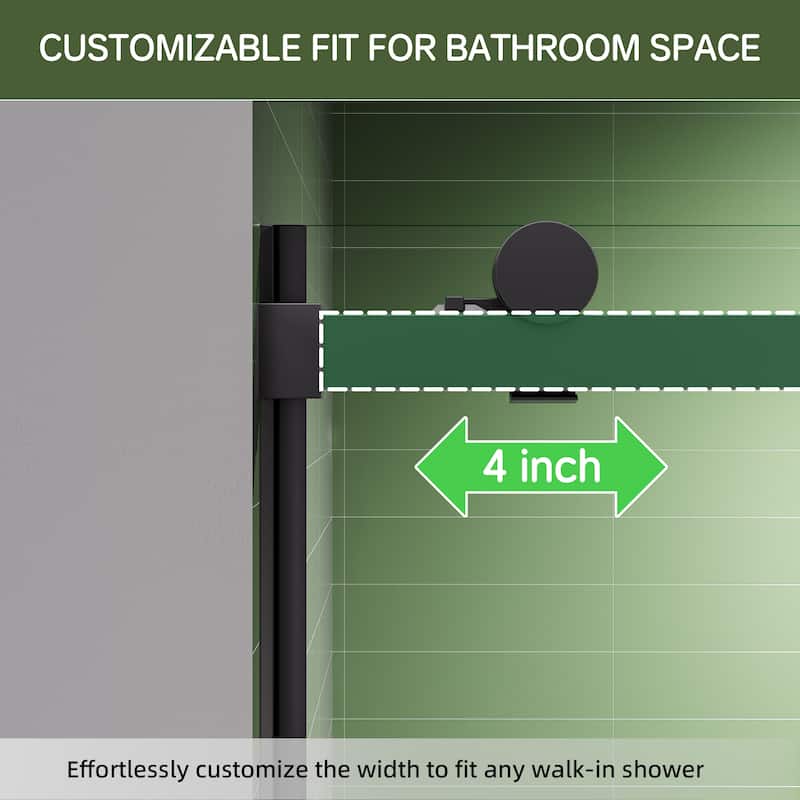60x72 Single Sliding Shower Door, Slim Frame, 8mm Tempered Glass, Matte Black, 304 SS, 4 in Adjustable, Quiet Glide