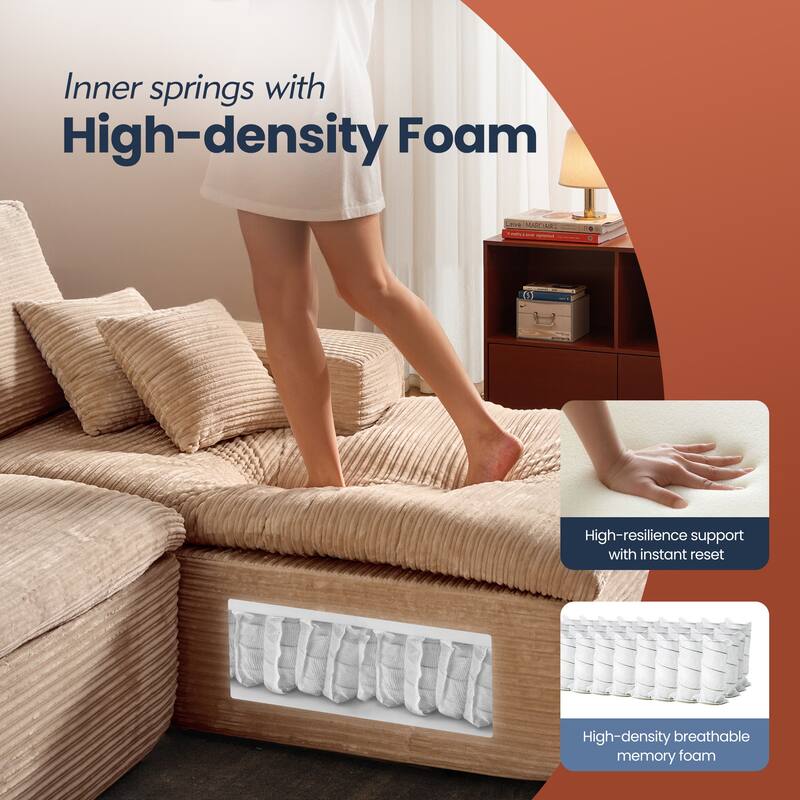 HOOOWOOO Upholstered Fabric Sectional Sofa Couch with Chaise