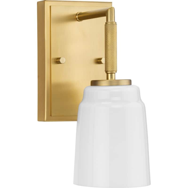 Spenser Collection One-Light Brushed Gold Industrial Vanity Light - 4.5 in x 5.75 in x 10.62 in