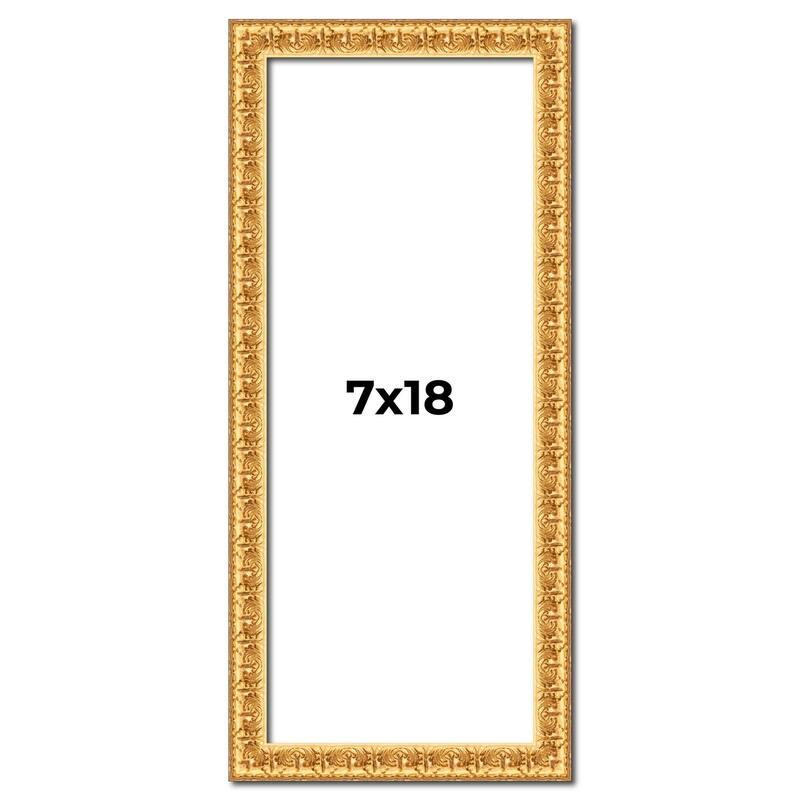 7x18 Frame Gold Real Wood Picture Frame Width 1 inches | Interior