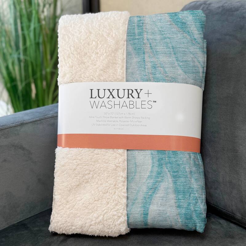 Premium Machine Washable Abstract Modern Sherpa Throw Blanket