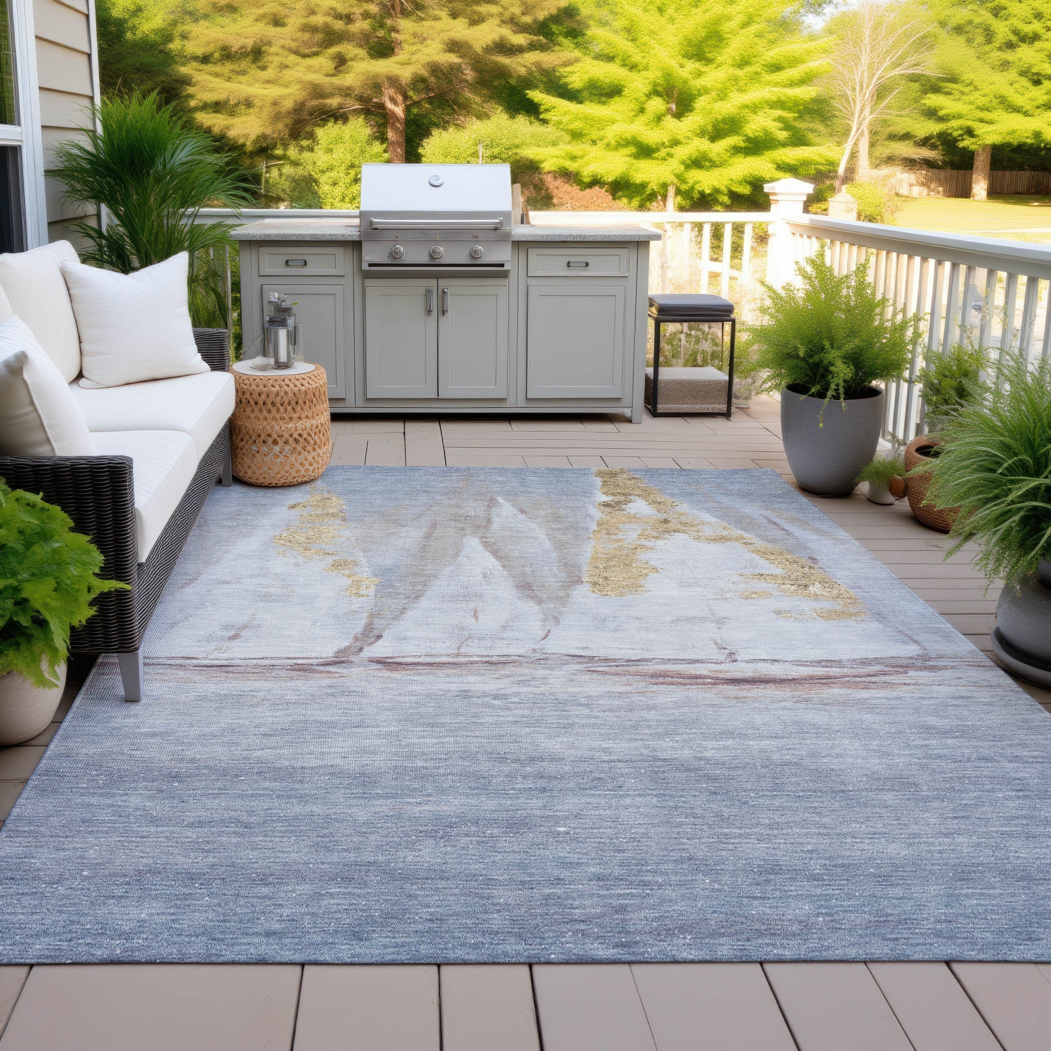 Machine Washable Indoor/Outdoor Modern Sailboats Chantille Rug