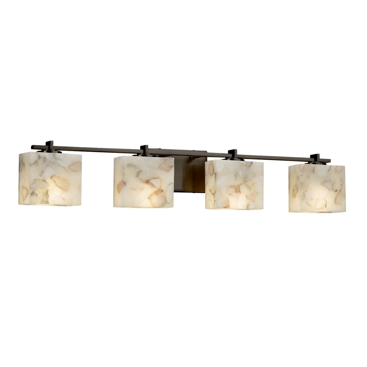 Justice Design Alabaster Rocks Era 4-light Dark Bronze Bath Light, Off-white Rectangle Shade
