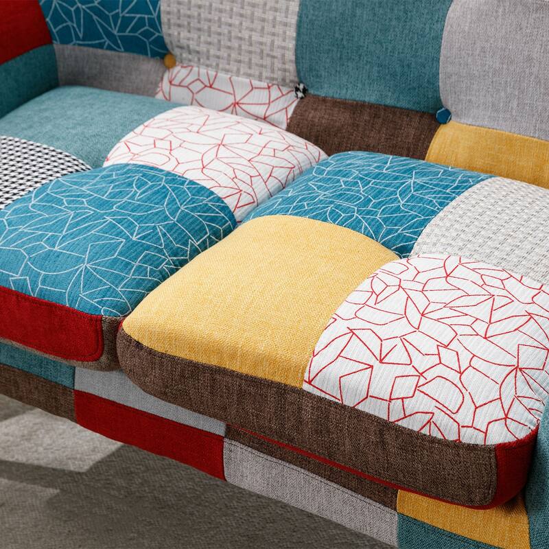 Mid Century Modern Fabric Accent Chairs with Rubber Wood Legs for Living Room