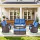 Option Brown Rattan - Blue Cushion