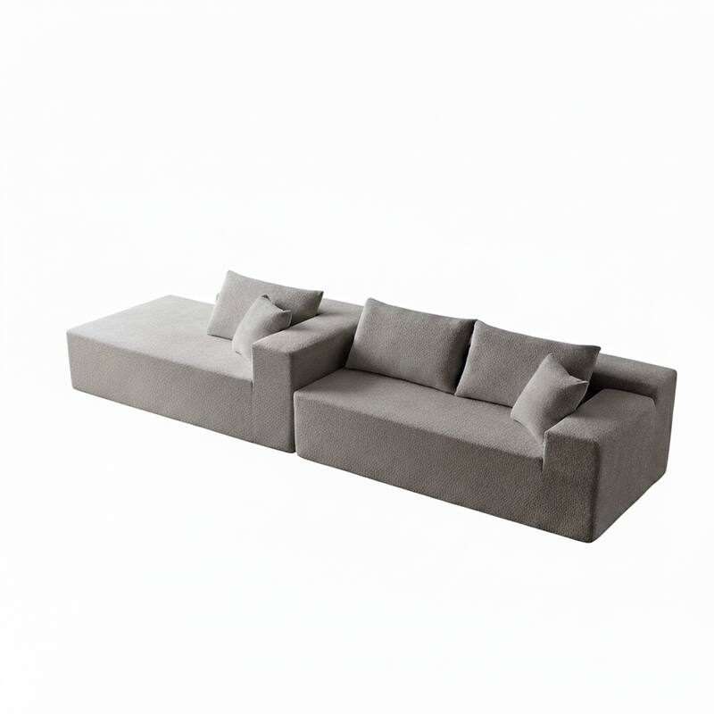 103.54" L-Shaped Modern High-Density Sponge Velvet Modular Sectional Sofa with Chaise & Pillows