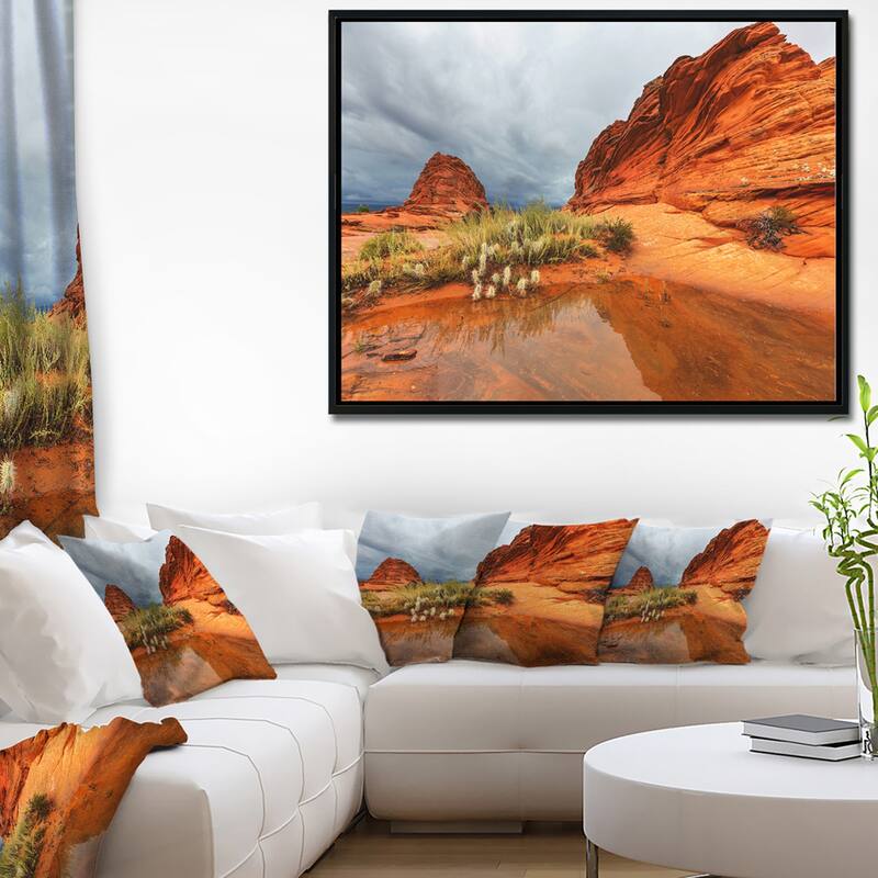 Designart "Clear Lake Vermillion Cliffs" Oversized Landscape Framed
