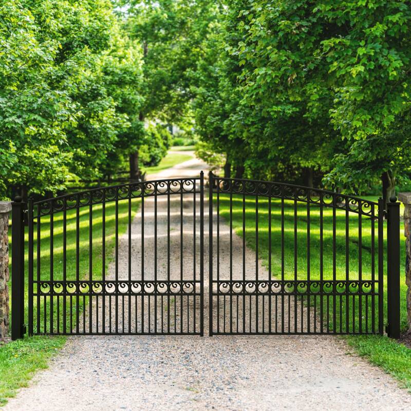 ALEKO Paris Style Steel Dual Swing Driveway Gate 18' Black - 18 ft x 6 ft
